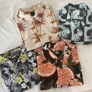 Set of 4: Tropical Print Button-Up Shirts size S